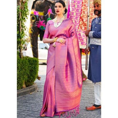 Celestiaa wine purple handloom weave kanjivaram silk saree